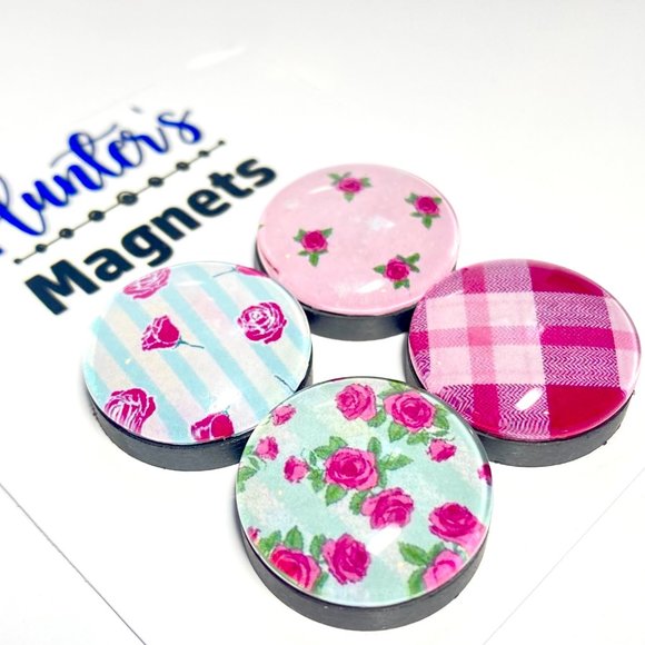 Set of 4 Magnets - Shabby Chic 2 Glass Refrigerator Kitchen Whiteboard - Picture 2 of 3